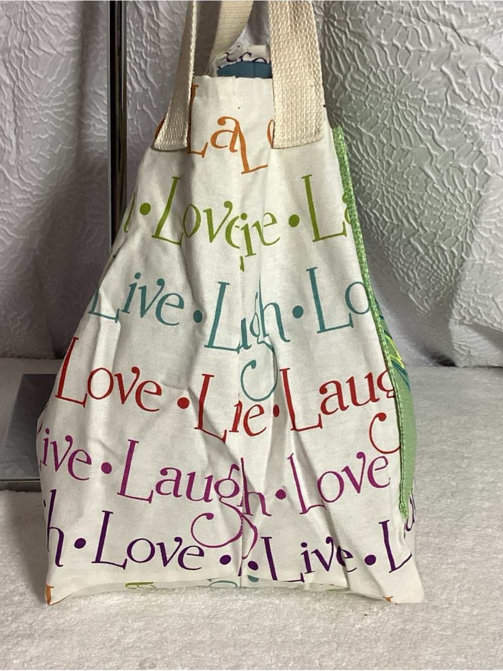 Live Laugh Love Cloth Canvas Shopper Tote “Life is Better in Flip Flops” NWOT - Picture 4 of 12